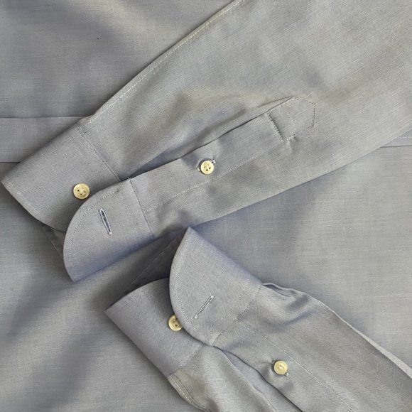 Light Blue Buttoned Down men's dress shirt size slim fit non-iron 14.5 / 34 - Picture 5 of 6